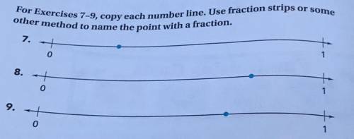 For Exercises 7-9, copy each number line. Use fraction strips or some

other method to name the po