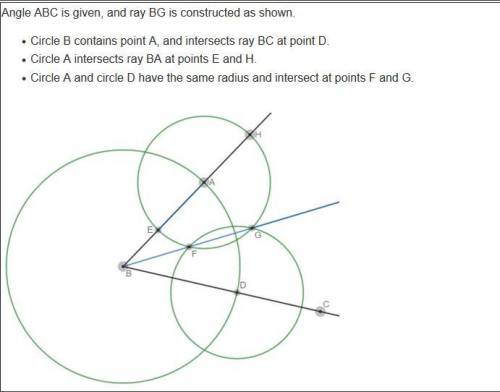Which statement is FALSE?

Ray BG is the bisector of angle ABC.
Ray BG is the bisector of segment