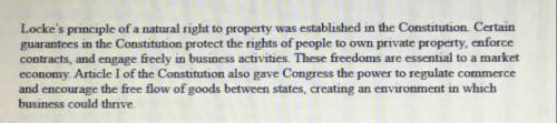 Based on this excerpt from the text, how was Locke's principle for the right to property

represen