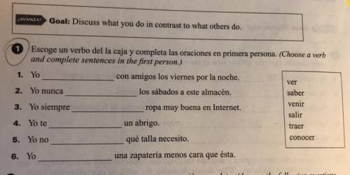 Please choose the right verb for each line and conjugate in the yo form :)) ( irregular yo go verbs