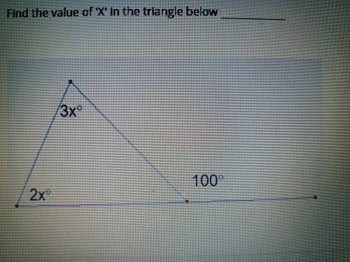 Find the value of 'X' in the triangle below