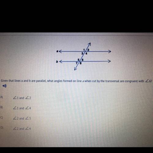 Someone help please

Given that likes a and b are parallel, what angles formed on line a when cut