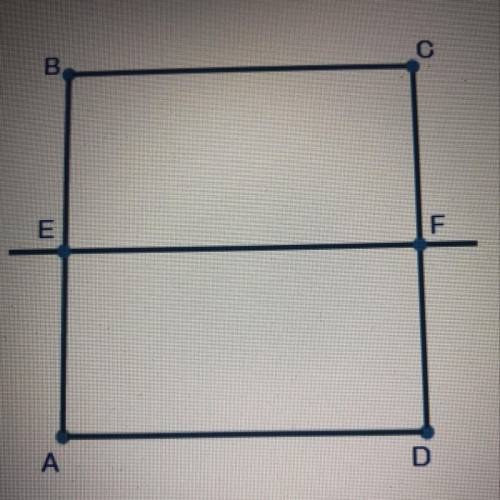 If Square ABCD is dilated by a scale factor of two about the center of the square, dilated line E'F