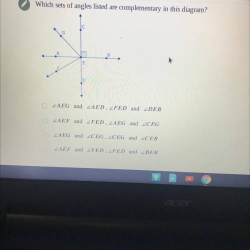 Which sets of angles listed are complementary in this diagram?