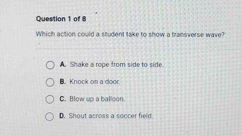 Which action could a student take to show a transverse wave?