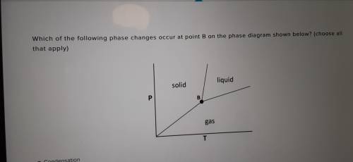 Which of the following phase changes occur at point B on the phase diagram below? Choose all that a