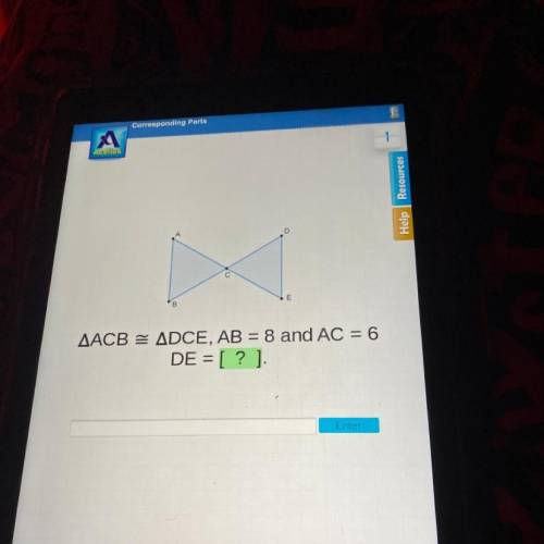 MACB = ADCE, AB = 8 and AC = 6
DE = [ ? ] 
Any idea?