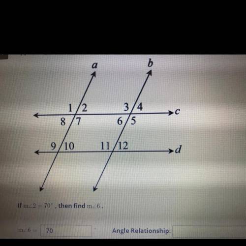 What is the angle relationship? Meaning, what is the angle for this?

I’ll give brainliest to whoe