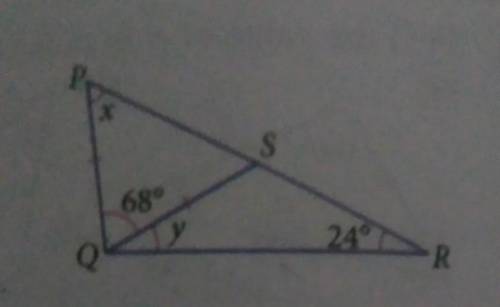 In the diagram, PSR is a straight line. Calculate the value of X and Y.

(easy questions :) HELPPP