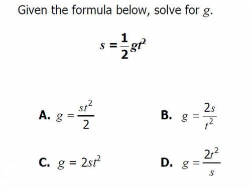 Given the formula below, solve for g.