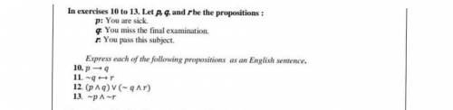 Express each of the following propositions as an english sentence