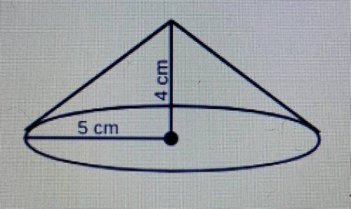 calculate the area (A) of the base of the cone. then, calculate the volume (V) of the cone. if nece