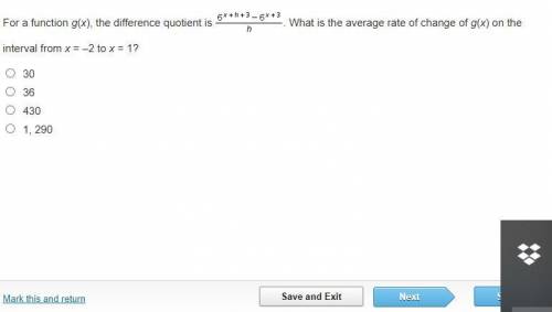 For a function g(x), the difference quotient is 6^x+h+3 - 6^x+3 /h

What is the average rate of ch