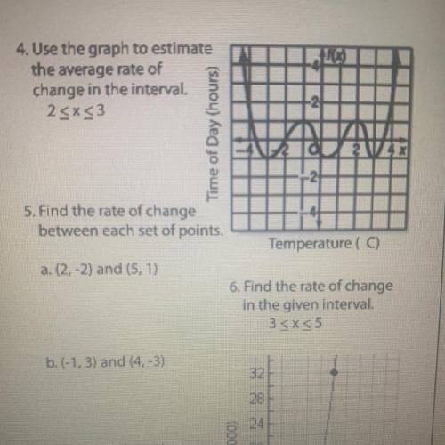 4. Use the graph to estimate

the average rate of
change in the interval. 
(Just do number 4)
