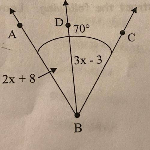X=
m
m
Find the value of the variable and the measure of the angles