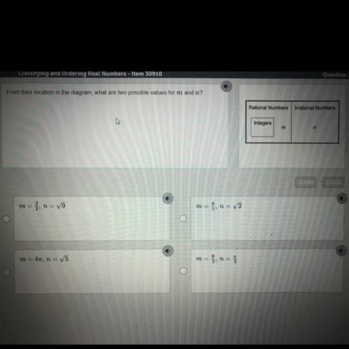 PLEASE HELP ASAP! 
From their location in the diagram, what are two possible values for m and n