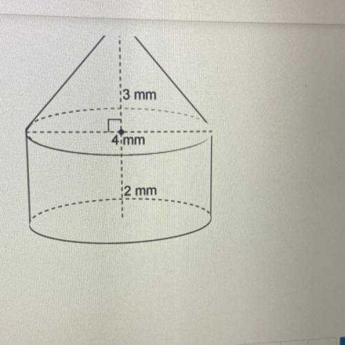 The figure is made up of a cone and a cylinder.

To the nearest whole number, what is the volume o