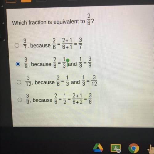 Which fraction is equivalent to 2/6