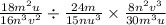 \frac{18m^2u}{16n^3v^2} \div \frac{24m}{15nu^3} \times\frac{8n^2v^3}{30m^3u} \\\\