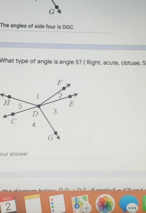 What type of angle is angle 5? ( Right, acute, obtuse, Straight)?