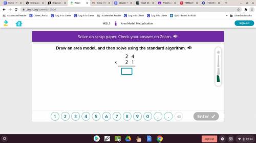 Draw an area model, and then solve using the standard algorithm.
2 4
× 2 1
