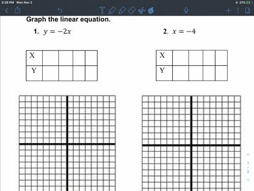ASAP please answer both don’t graph just fill out the x and y ( I will mark brainliest)