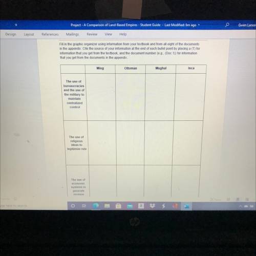 Fill in the graphic organizer using information from your textbook and from all eight of the docume