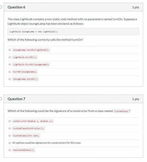 Java problem, HELP 

Question 6
The class Lightbulb contains a non-static void method with