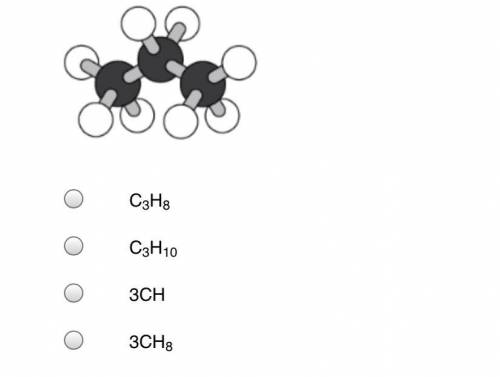 A student makes a ball-and-stick model of a propane molecule, as shown below. The black balls repre