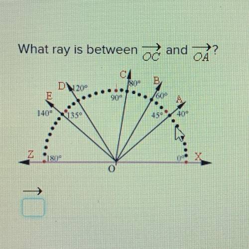 What ray is between OC and OA?
