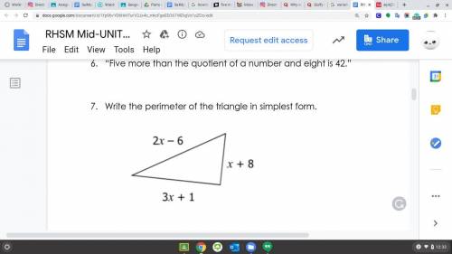 Write the perimeter of the triangle in simplest form.