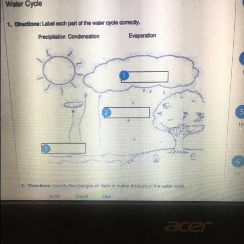Please label the water cycle part correctly I accidentally forgot how to do this so pls.