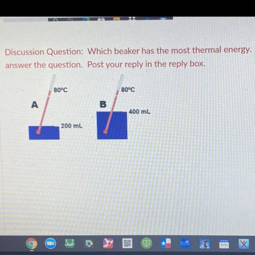 Which beaker has the most thermal energy?