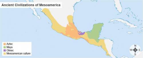 ASAP

Review the map.
Where was the Olmec civilization located in relation to the Mayan civilizati