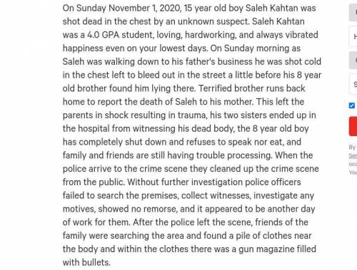 Justice for Saleh Kahtan 15 year old boy who was killed in cold blood : Did u guys know thiss