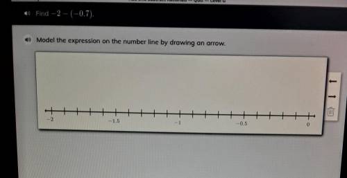 Find -2 - (-0.7). Model the expression on the number line by drawing an arrow.