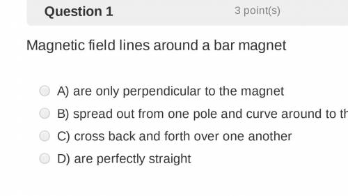 Magnetic field lines around a bar magnet is it 
a 
b 
c 
d