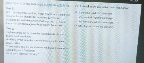 Read these excerpts from News Articles about Bullying. Text 1 shares more information than Text 2 a