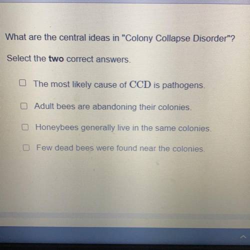 What are the central ideas in. Colony Collapse Disorder? Help please