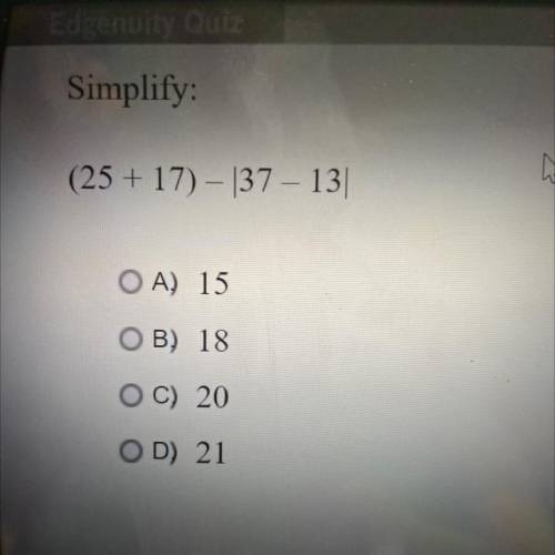 Simplify:
(25 + 17) – 137 – 13|
