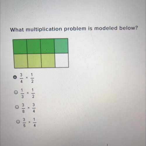 What multiplication problem is modeled below