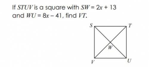 The following is a square, find VT