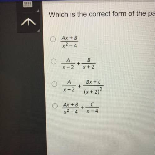 Which is the correct form of the partial fraction decomposition for x+9/x² -4?