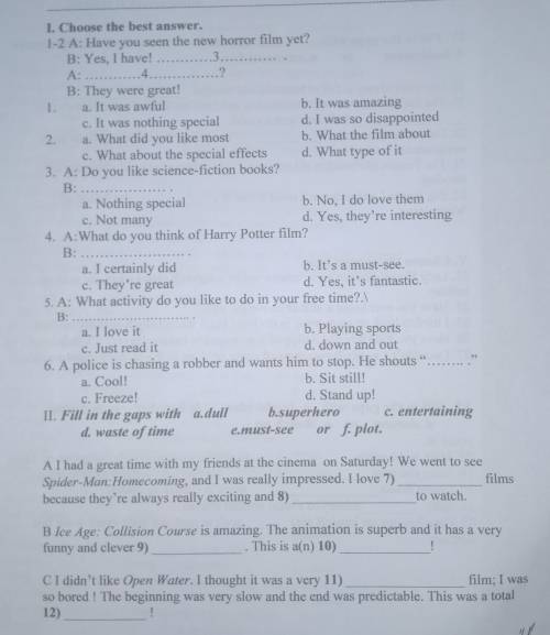 Please answer each exercise for me
(I'm not a native speaker So I can't)