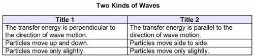 Augie created this chart about the two kinds of waves. Which best labels the chart? Title 1 is “Lon