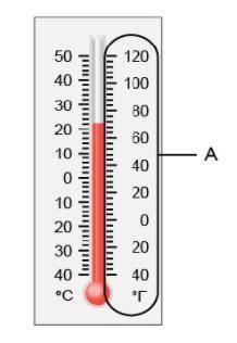 Which refers to the area on the thermometer marked with the letter A?

A-scale
B-bulb
C-mercury st