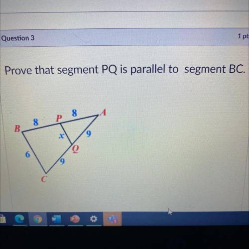Prove that segment PQ is parallel to segment BC.