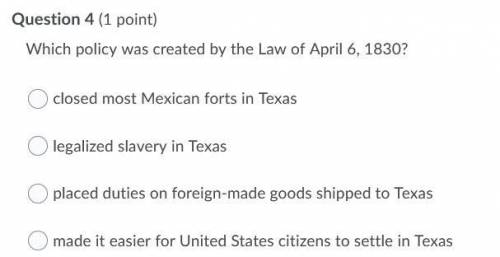 Which policy was created by the law of April 6 1830