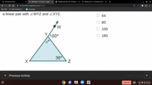 Side XY of triangle XYZ is extended to point W, creating a linear pair with ∠WYZ and ∠XYZ.

Triang