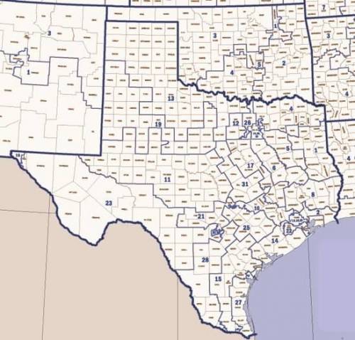 According to the map of congressional districts in Texas which district would have the most people